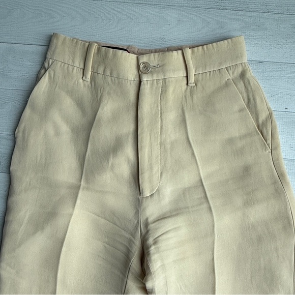 Gucci Embroidered Loved Cream Wool/Silk High Waist Wide Leg Trousers IT 38/US 2 - Picture 2 of 13